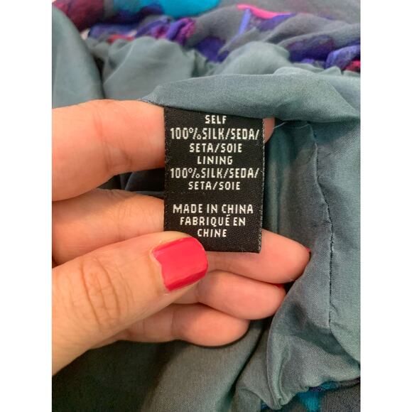 Tibi silk blue abstract print draped sleeveless dress size 2 - Picture 4 of 11